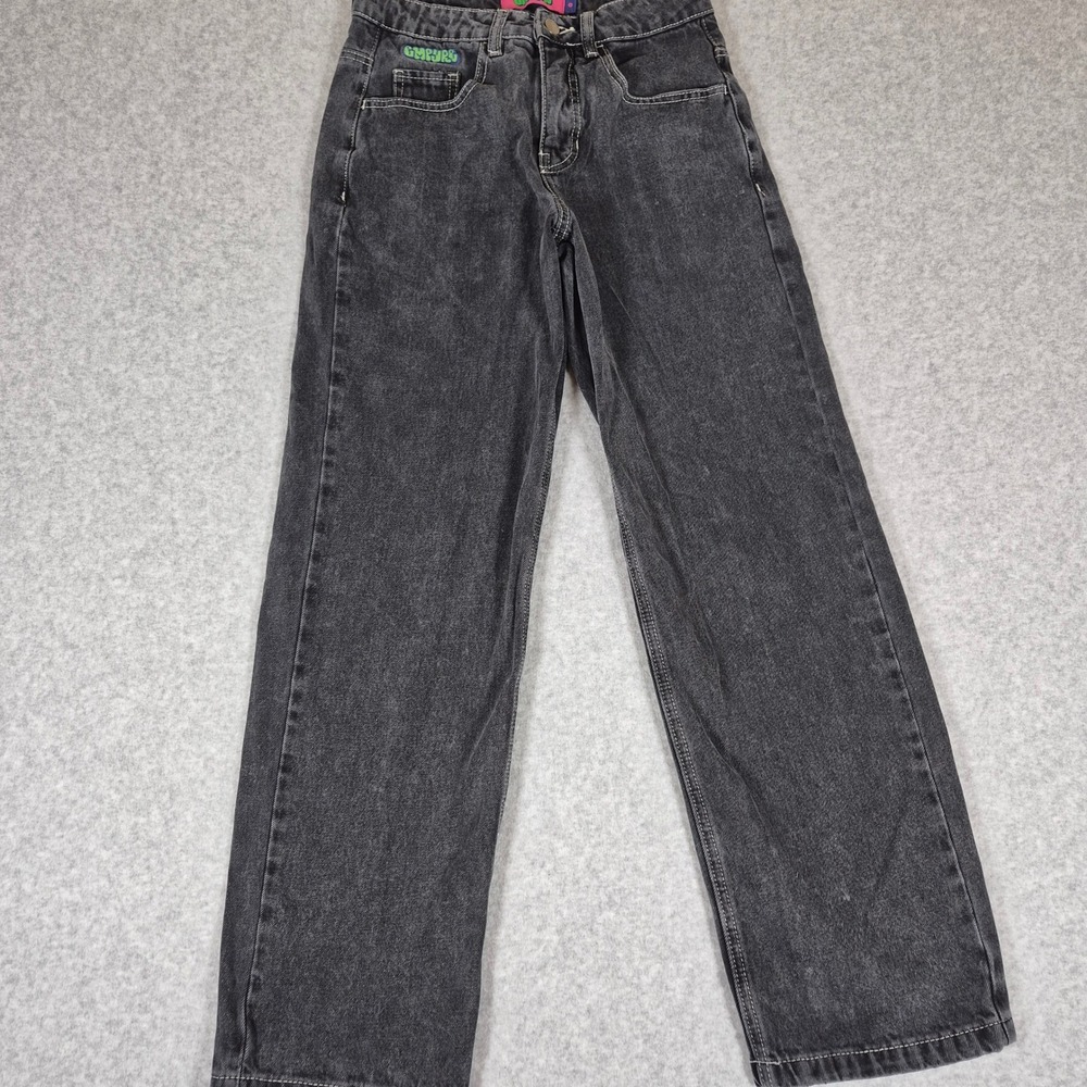 Empyre Jeans Womens 0 Black Denim Skate Streetwear Wide Leg Pants